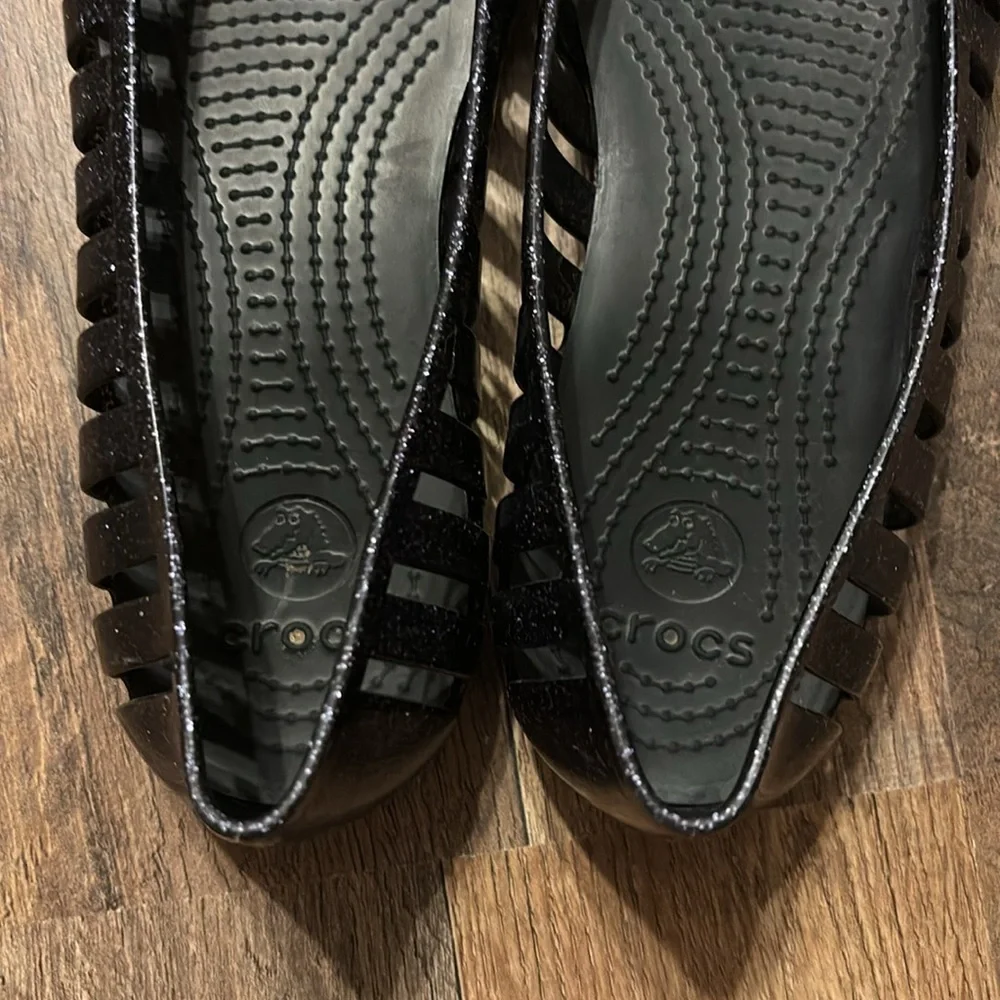 Crocs Navy Blue Glitter Slip On Shoes size 4 girls